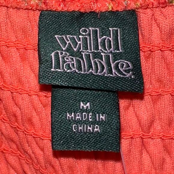 NWT Wild Fable Chiffon Vibrant Orange Floral Slip Mini Dress Size Medium - Picture 3 of 14